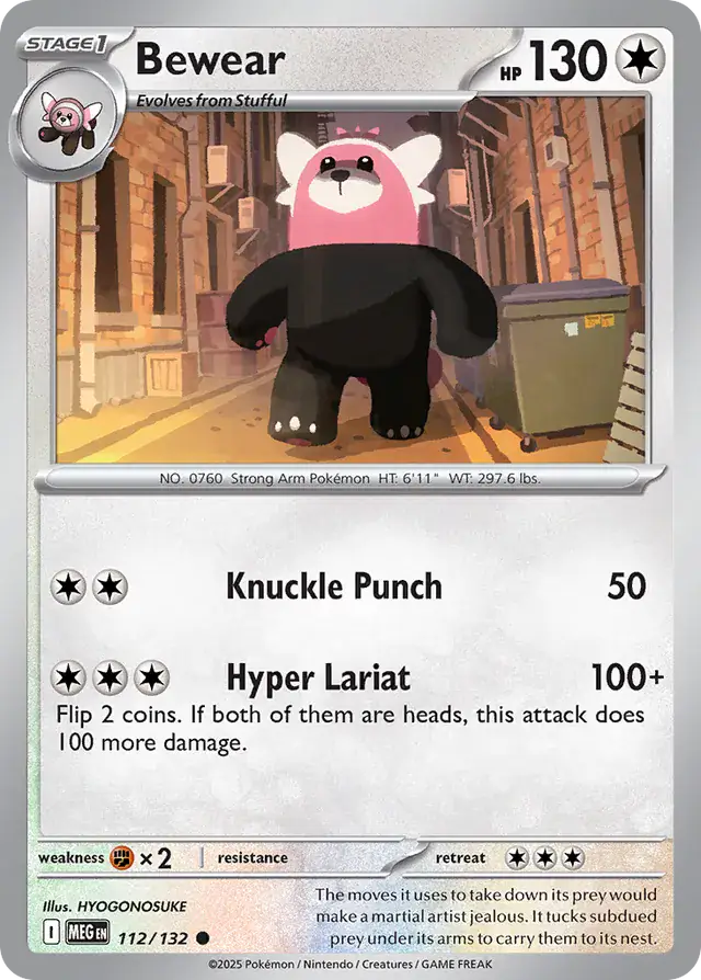 112/132 Bewear Mega Evolution Pokémon Card