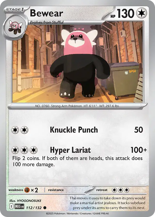 112/132 Bewear Mega Evolution Pokémon Card