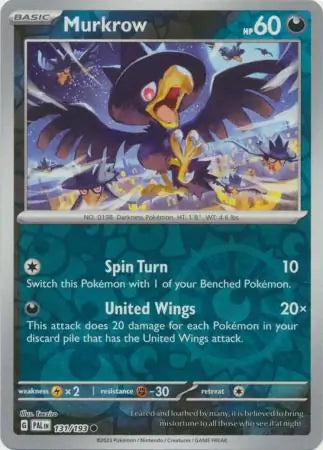 131/193 Murkrow Reverse Holo Paldea Evolved Pokémon Card