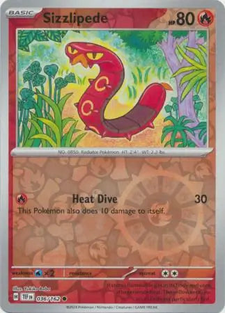 036/162 Sizzlipede Reverse Holo Temporal Forces Pokémon Card