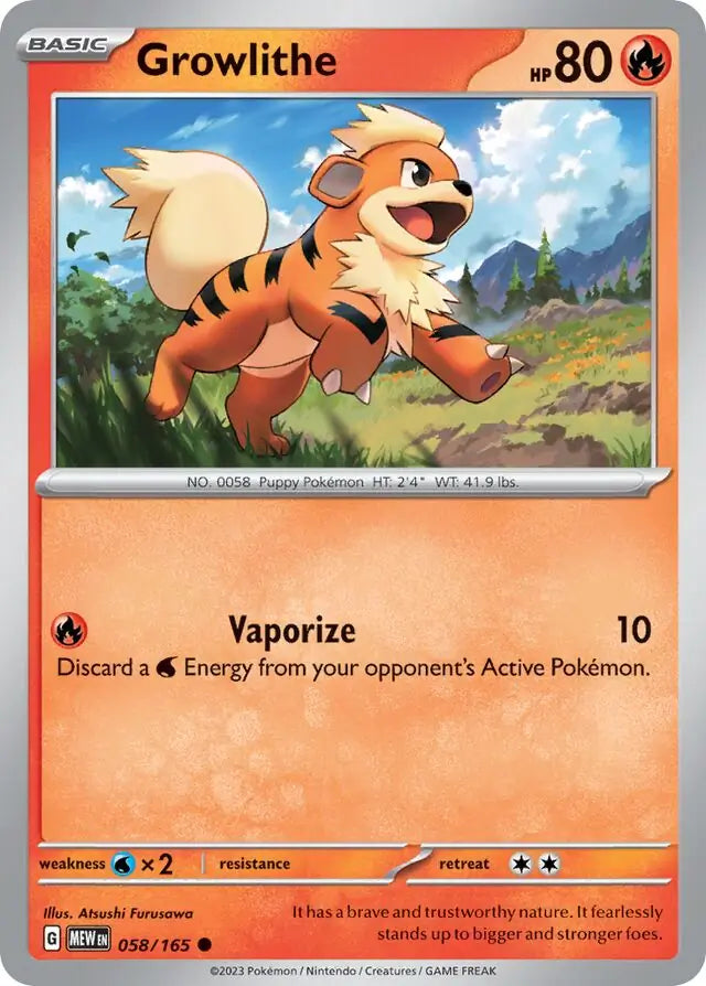 058/165 Growlithe 151 Pokémon Card