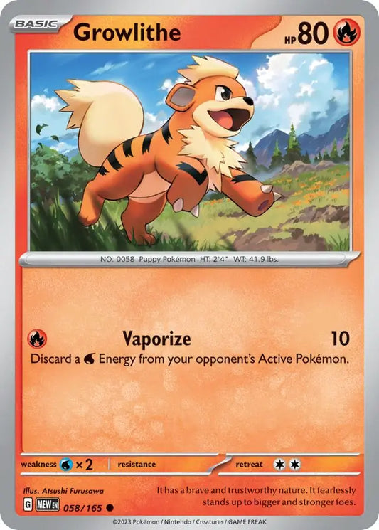 058/165 Growlithe 151 Pokémon Card