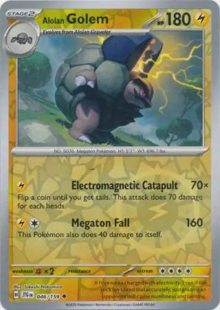 046/159 Alolan Golem Reverse Holo Journey Together Pokémon Card