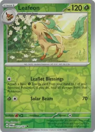 011/167 Leafeon Reverse Holo Twilight Masquerade Pokémon Card