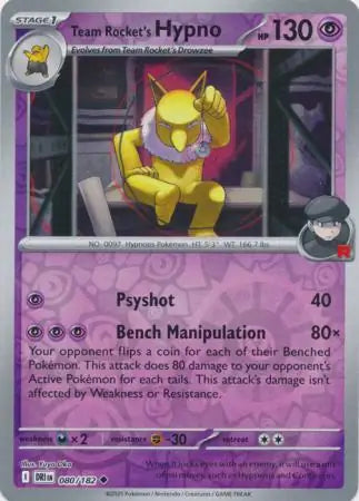 080/182 Team Rocket's Hypno Reverse Holo Destined Rivals Pokémon Card