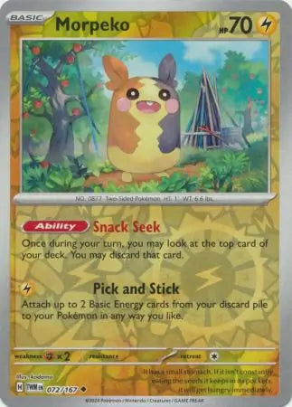 072/167 Morpeko Reverse Holo Twilight Masquerade Pokémon Card