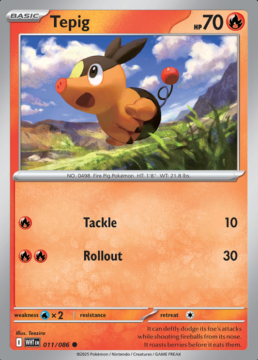 011/086 Tepig White Flare Pokémon Card