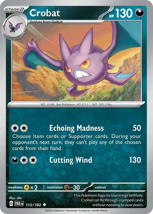112/182 Crobat Paradox Rift Pokémon Card