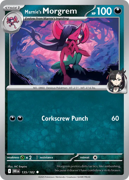 135/182 Marnie's Morgrem Destined Rivals Pokémon Card