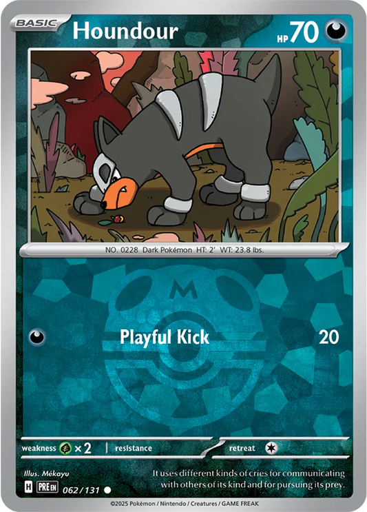 062/131 Houndour Master Ball Holo Prismatic Evolutions Pokémon Card