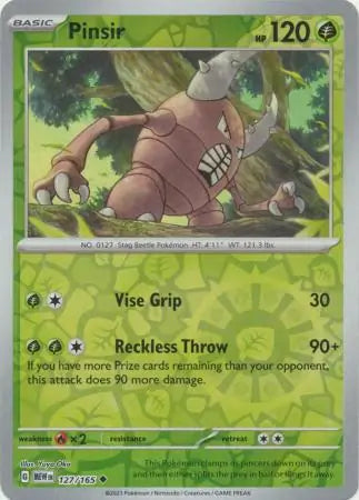127/165 Pinsir Reverse Holo 151 Pokémon Card