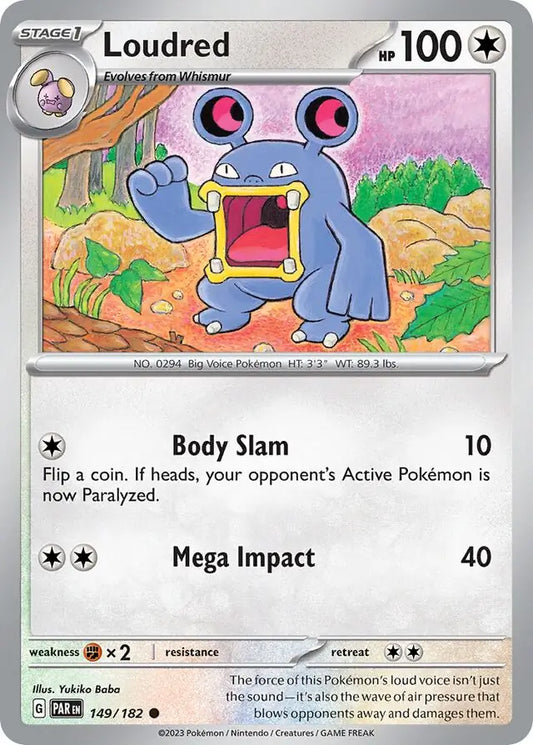 149/182 Loudred Paradox Rift Pokémon Card