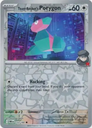 153/182 Team Rocket's Porygon Reverse Holo Destined Rivals Pokémon Card