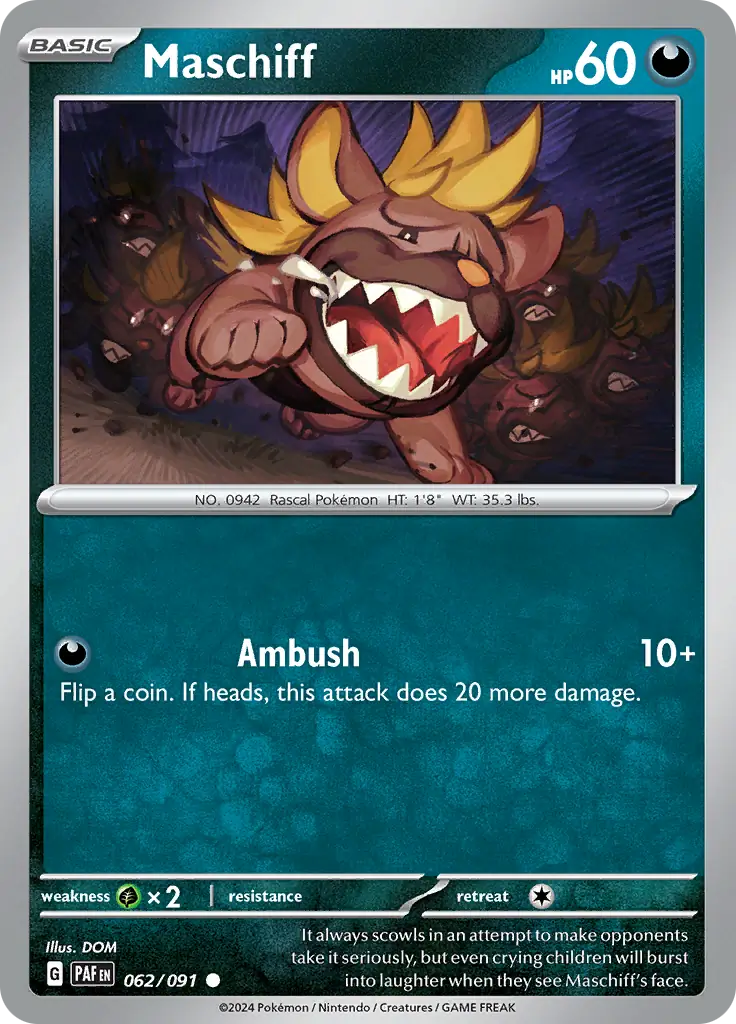 062/091 Maschiff Paldean Fates Pokémon Card