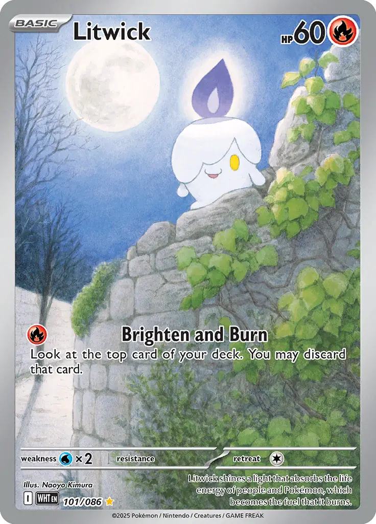 101/086 Litwick White Flare Pokémon Card