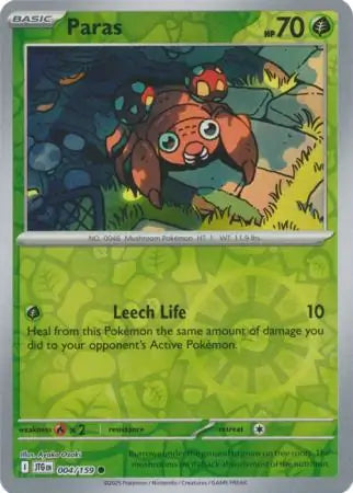 004/159 Paras Reverse Holo Journey Together Pokémon Card