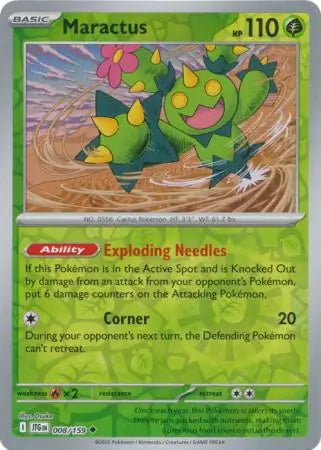 008/159 Maractus Reverse Holo Journey Together Pokémon Card