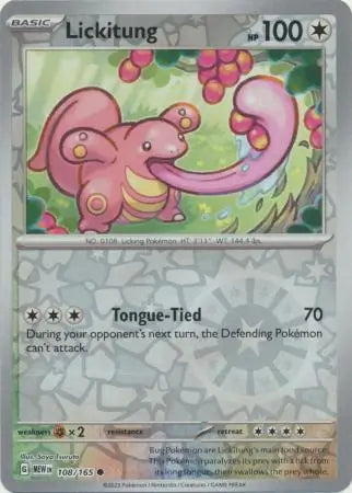 108/165 Lickitung Reverse Holo 151 Pokémon Card