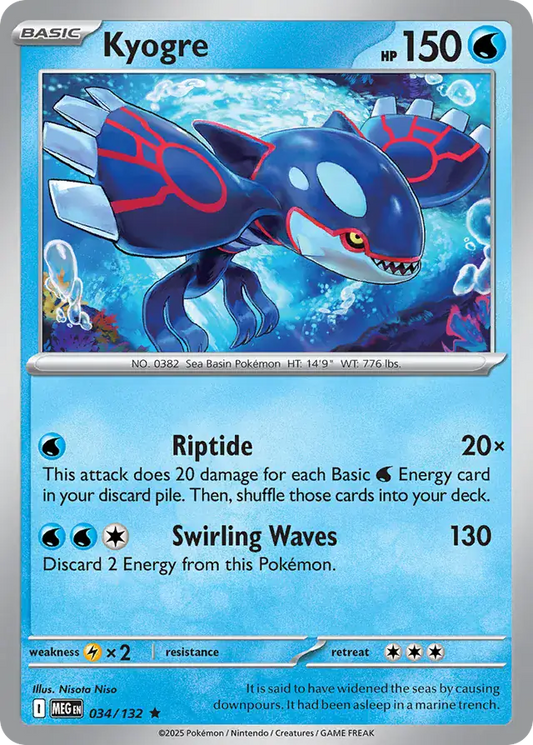 034/132 Kyogre Mega Evolution Pokémon Card