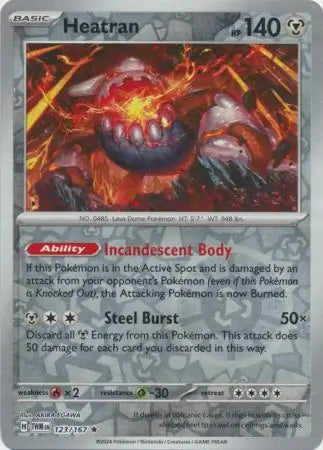 123/167 Heatran Reverse Holo Twilight Masquerade Pokémon Card