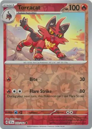 033/162 Torracat Reverse Holo Temporal Forces Pokémon Card