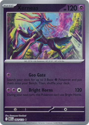 064/132 Xerneas Reverse Holo Mega Evolution Pokémon Card