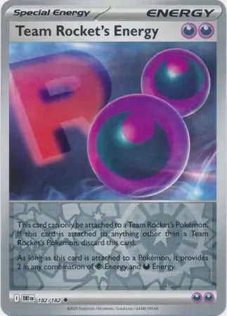 182/182 Team Rocket's Energy Reverse Holo Destined Rivals Pokémon Card