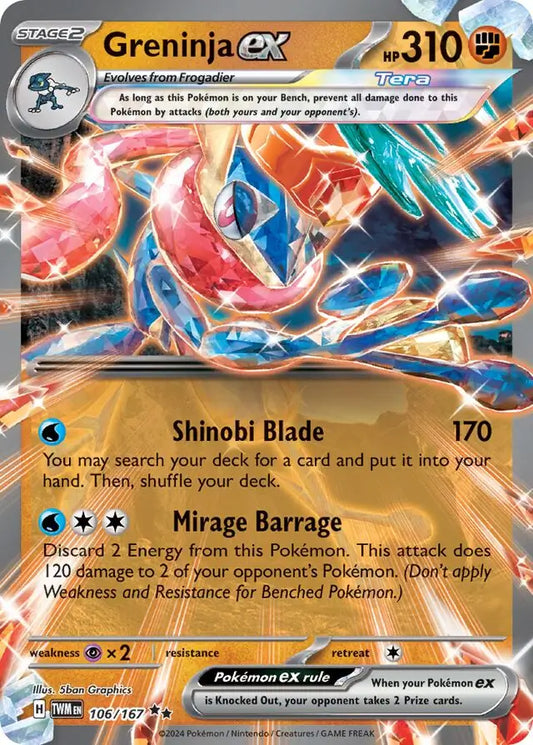 106/167 Greninja ex Twilight Masquerade Pokémon Card