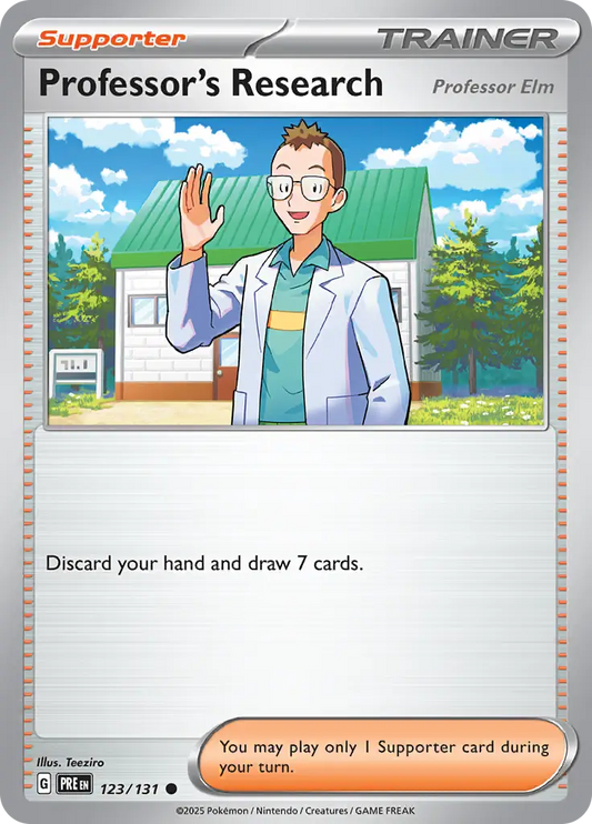 123/131 Professor's Research Elm Prismatic Evolutions Pokémon Card