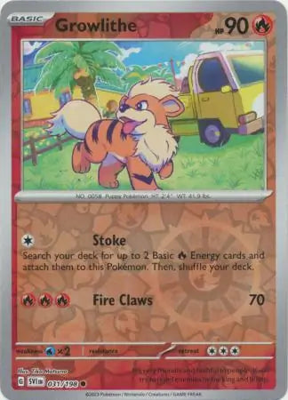 031/198 Growlithe Reverse Holo Scarlet & Violet Base Set Pokémon Card