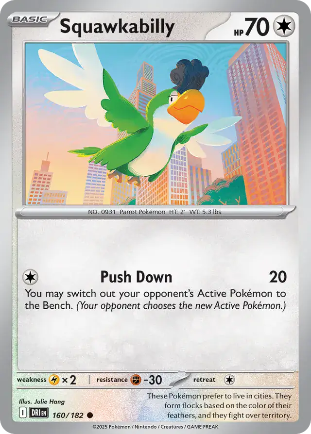160/182 Squawkabilly Destined Rivals Pokémon Card
