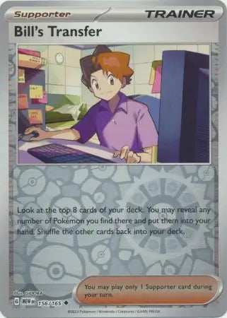 156/165 Bill's Transfer Reverse Holo 151 Pokémon Card