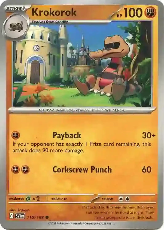 116/198 Krokorok Scarlet & Violet Base Set Pokémon Card