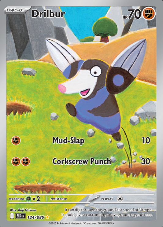 124/086 Drilbur Illustration Rare Black Bolt Pokémon Card
