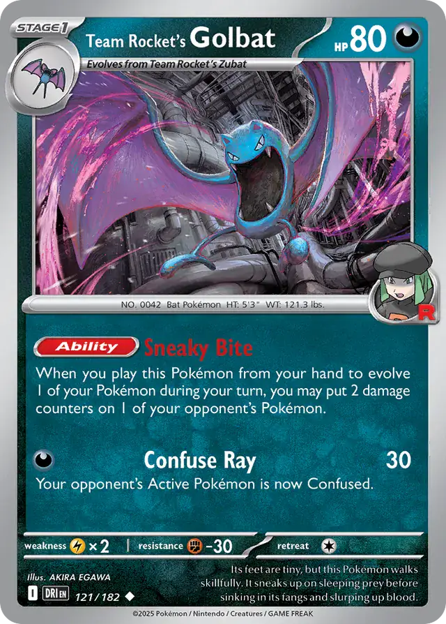 121/182 Team Rocket's Golbat Destined Rivals Pokémon Card