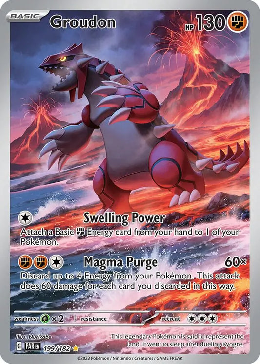 199/182 Groudon Paradox Rift Pokémon Card