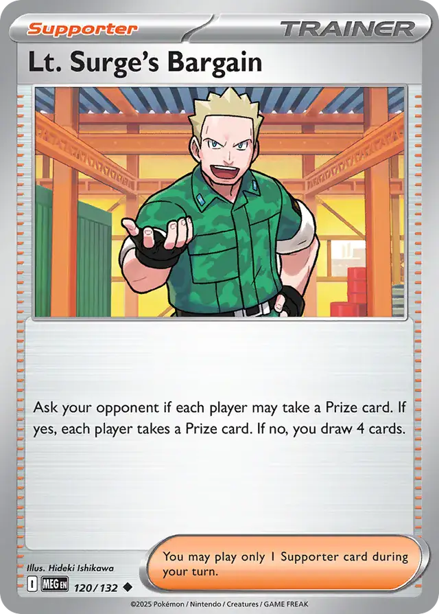 120/132 Lt. Surge's Bargain Mega Evolution Pokémon Card