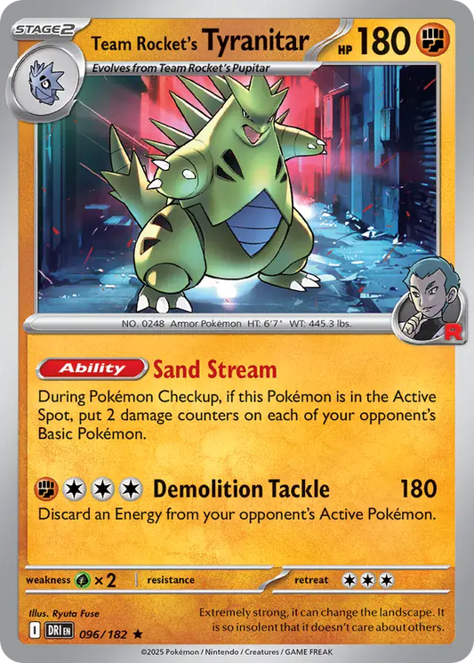 096/182 Team Rocket's Tyranitar Destined Rivals Pokémon Card