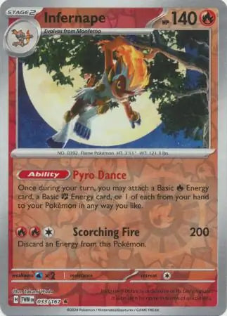033/167 Infernape Reverse Holo Twilight Masquerade Pokémon Card