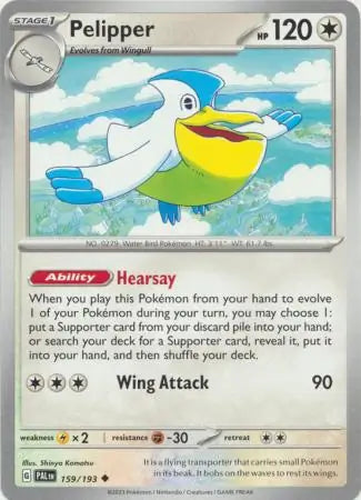 159/193 Pelipper Paldea Evolved Pokémon Card