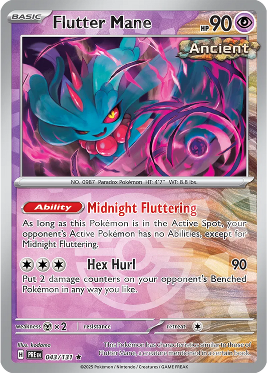 043/131 Flutter Mane Poke Ball Holo Prismatic Evolutions Pokémon Card