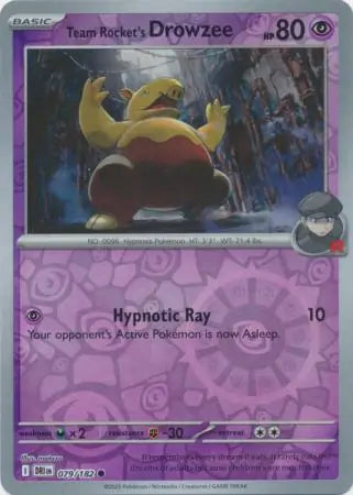 079/182 Team Rocket's Drowzee Reverse Holo Destined Rivals Pokémon Card