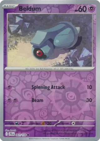 061/159 Beldum Reverse Holo Journey Together Pokémon Card