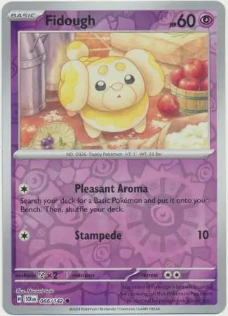 066/142 Fidough Reverse Holo Stellar Crown Pokémon Card