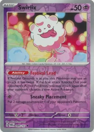 089/167 Swirlix Reverse Holo Twilight Masquerade Pokémon Card
