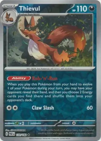 120/182 Thievul Reverse Holo Paradox Rift Pokémon Card