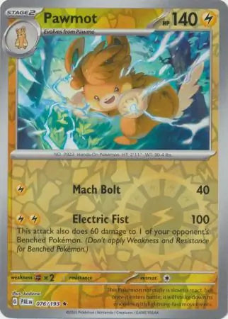 076/193 Pawmot Reverse Holo Paldea Evolved Pokémon Card