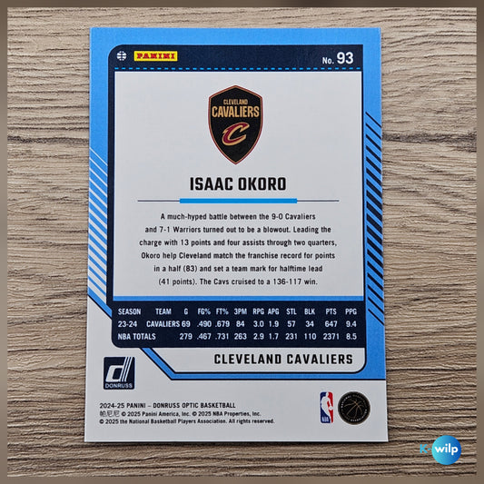 093 Isaac Okoro, Cleveland Cavaliers 2024/2025 Donruss Optic Basketball Panini Trading Card