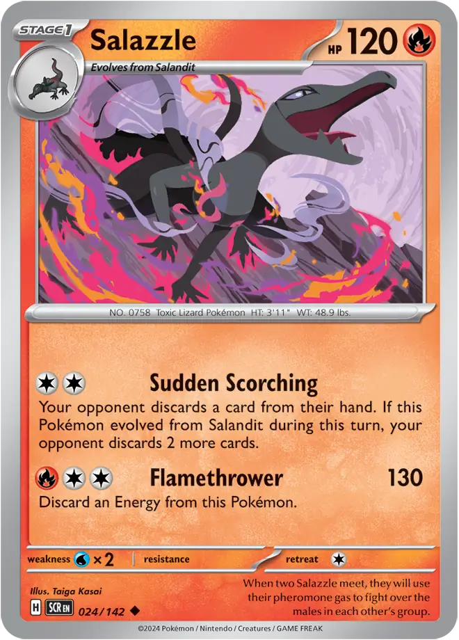 024/142 Salazzle Stellar Crown Pokémon Card
