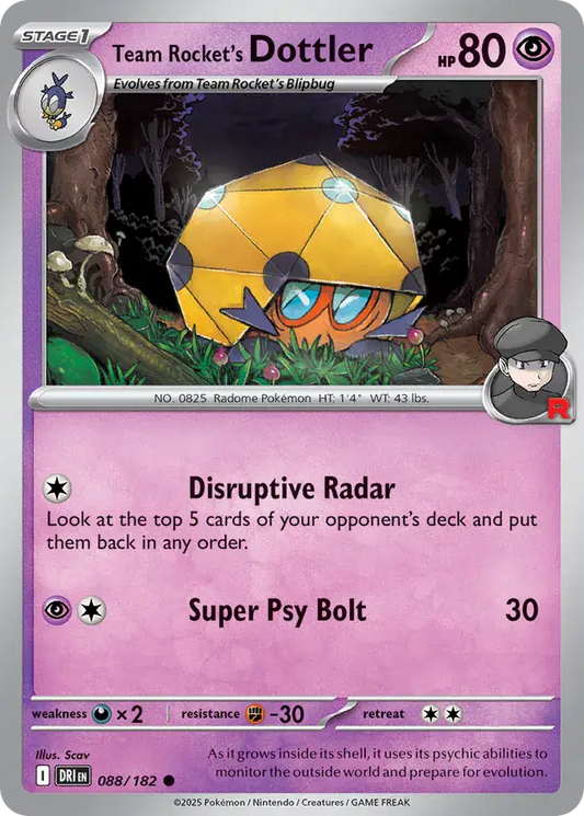 088/182 Team Rocket's Dottler Destined Rivals Pokémon Card